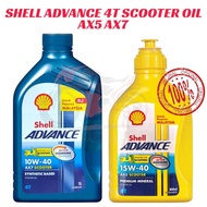 100% Original SHELL Advance 4T AX5 SCOOTER 15W40 800ml AX7 SCOOTER 10W40 1L Engine Oil Miyak Hitam S