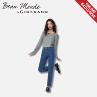 [Online Exclusive] Beau Monde Giordano Women Mid Rise Fleece Lined Slim Denim Jeans