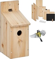 Relaxdays Nesting Box Construction Kit for Birds, 32 mm Entrance Hole, HBT: 29.5 x 11.5 x 17 cm, Bir