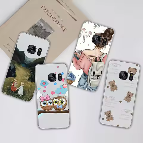 For Samsung Galaxy S7 edge Cases Covers Luxury Transparent Soft Silicone Clear Camera Protection For