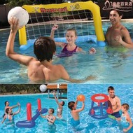 海灘玩具成人兒童親子遊泳池戲水充氣排球籃球架手球門水上活動裝