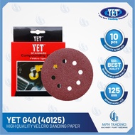 YET 40125 125mm X G40 High Quality Velcro Sandpaper (10pcs/pack)