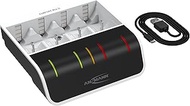 ANSMANN NiMH Battery Charger for 4 x AAA AA C D and 1 x 9 V, Intelligent Charging, USB Input, Quick 
