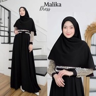 Terlaris! Malika Dress - Gamis Crinkle Airflow mix Brukat Malika Gamis