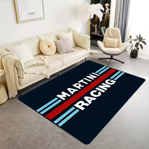 Martini Racing Inspired Doormat Durable Non Slip Entrance Rug Perfect for Motorsport Fans Home Decor