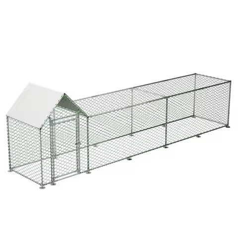 16x3 ft Galvanized Metal Chicken Coop Run Waterproof UV Cover Backyard Hen House Poultry Pen Cage fo