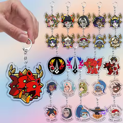 Hades 2 Game Chibi Keychain Accessories Bag Car Charms Volumes Author Characters Kawaii Keyrings Jew