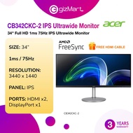 Acer CB342CKC Ultrawide Monitor | 34” / UWQHD / IPS / 75hz / 1ms / Freesync