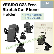 YESIDO Car Phone Holder Free Stretch Universal Car Mount Stand Free Rotation/Stretch C23 [READY STOC