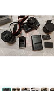 Canon eos m相機連2鏡頭及閃光燈充電器及電池