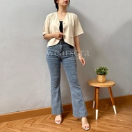 Sora ST005 Premium Women's Blouse/Outer Premium/Casual Short Sleeve Blazer