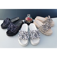 midsummer {Fast Delivery 1-2 Days} Slip-On Sandals Bow Decoration On Top Logo Pattern Strong Materia