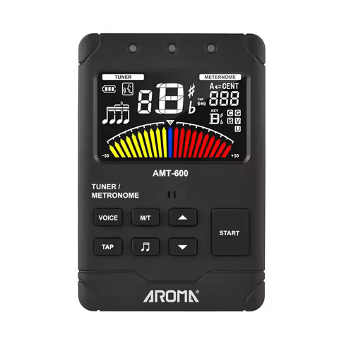 AROMA AMT-600 Tuner & Metronome & Tone Generator 3-in-1 Rechargeable 2.5-inch Color LCD Guitar Tuner