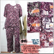 SETELAN JUMBO KENCANA UNGU / CELANA PANJANG LENGAN PENDEK / BAHAN HALUS DAN ADEM / LABEL COKLAT KENC