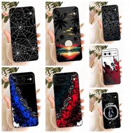 For Google Pixel 8 Case GKWS6 G9BQD Fashion Sunset Painted Soft Black Silicone TPU Phone Cover For G