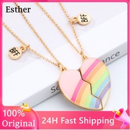 👭Rainbow Heart Necklace for best friend 2 pcs magnetic friendship necklace for 2 girls magnet Bff Friendship Gift for girls Jewelry Children Pendant 18k gold pawnable necklace couple necklace gold necklace pawnable 18k stainless steel necklace aesthetic