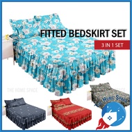Cadar Ropol Set 3IN1 Super Single/Queen /King Bedsheet Bed Skirt Bedspread Set