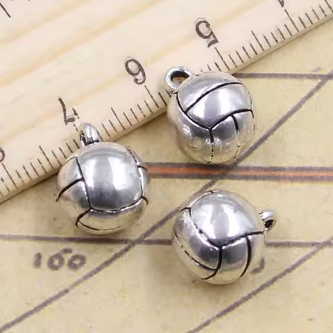 5pcs Charms 3D Football Basketball Volleyball 15x11x11mm Tibetan Silver Color Pendants Antique Jewel
