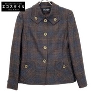 Jun Ashida 棕藍色 SJ0315 絲毛格紋夾克，7 碼（二手）