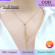 kalung wanita titanium anti karat liontin cewek korea lapis emas bandul serut rosegold KT194 Bi2B