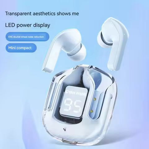 Original Wireless Bluetooth Earphone Transparent HIFI Headphones LED Power Digital Display Stereo So