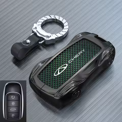 Car Zinca Alloy Carbon Fiber Key Case Chain Cover Holder For Chery Tiggo 8 Arrizo 5 Pro Gx 3x 5x EQ7