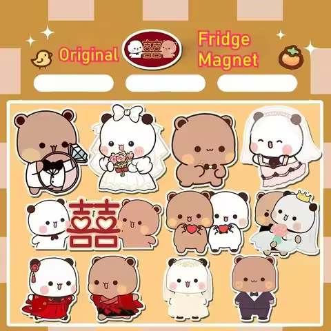 Cute Bubu Dudu Wedding Fridge Magnets Kawaii Panda Yier Home Decor Sticker Creative Anime Home Acces