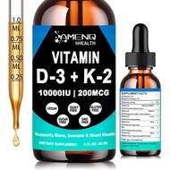 Vitamin D3 K2 Liquid Drops-D3 K2 Vitamin 10000 iu Supplement w/ Coconut Oil , Magnesium Zinc & B6 fo