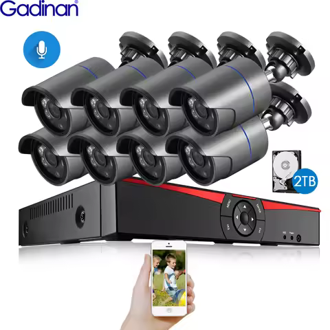 Gadinan 8CH 5MP HDMI POE NVR Kit Outdoor Audio Record IP Camera CCTV Security System Video Surveilla