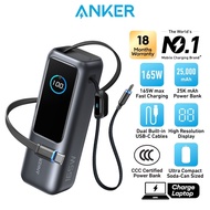 Anker Powerbank 25000mAh 165W Ultra Fast Portable Charger with Built In Retractable USB C Cables CCC