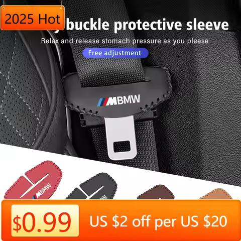 2025 New Car Seatbelt Buckle Leather Protective Anti-Scratch Accessories For BMW E30 E34 E36 E39 E46