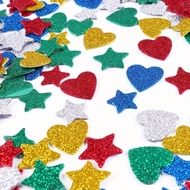150pcs of Colorful Glitter Foam Stickers, Little Star Love Self-Adhesive Craft Stickers, Holiday Par
