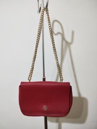 Tory Burch TB 紅色鏈帶郵差小方包