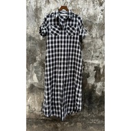 Long checkered shirt dress frs T5088