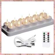 (NVIS) Rechargeable Tea Lights Candles 12 Pcs Rechargeable Candles with Remote Charging Base LED Fla