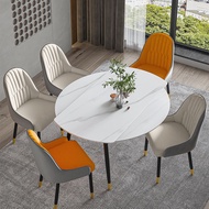 【Uyuanpi】Extendable Round Dining Table Set Sintered stone Dining Table Chairs Nordic Marble Square Table