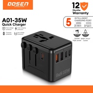 【Great discount】DOSEN Universal Adapter Travel International 35W USB C Adapter Fast Charger QC 3.0 C