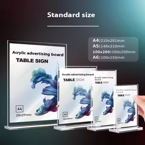 1PC Acrylic Sign Holder A4/A5/A6 Desk Display Stand Price Label Display Rack Menu Stand Holder Resta