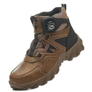 2026 Fashion Leather Men Safety Work Boots Anti Slip Wear-resistant Steel Toe Cap Indestructible Mal