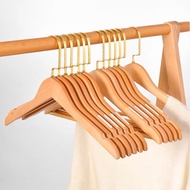 Karami Wooden Clothes Hanger Glossy Wood Gold Hook 38cm