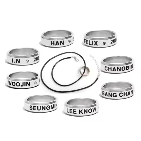 Free Necklace rope 1PCS KPOP Ring Felix Hyunjin Bangchan Lee Know Ha Bang Chan I.N Member BirthdayST