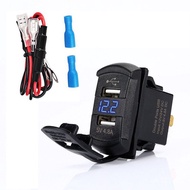Charger USB Car Adapter Optional 12V LED Light Color Digital Car Voltmeter Dual Blue 4.8A DR4K