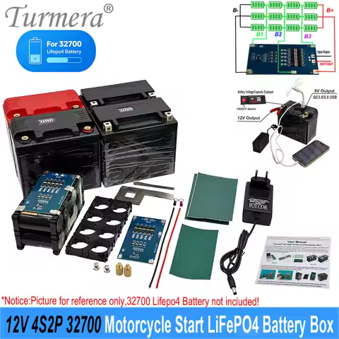 12V 32700 LiFePO4 Battery Box 4S2P Holder 40A Balance BMS Customize LED Displayer for Replace 12V Mo
