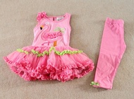 Rare Editions Sleeveless Pink Flamingo Tutu Dress + Tights Set (2yrs - 7yrs)