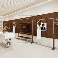Clothing Store Display Rack Floor Buyer Store Stainless Steel Walnut Color Nakajima Rack Women's Clo