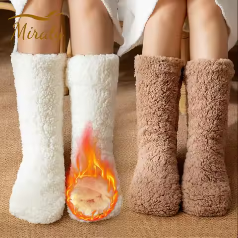 New Winter Warm Women Slippers Shoes Thick Home Floor Socks Non Slip Fuzzy Socks Home Sleeping Stock