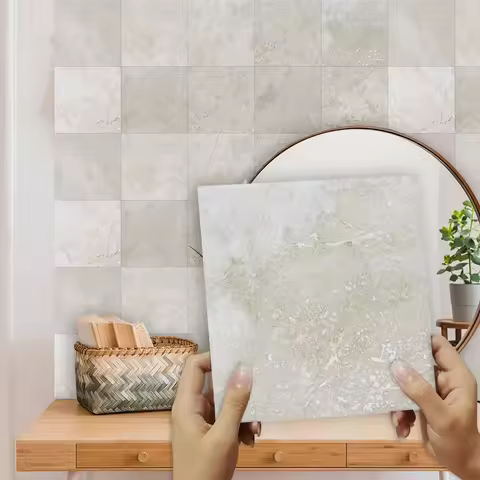 10pcs Gray Marble Tiles Floor Wall Sticker Kitchen Bathroom Ground Home Decor Wear-resistant Waterpr
