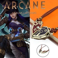 Game LoL Arcane Caitlyn Vi Necklace Pendant for Men Women Disguise Magnet Lovers Chain Cosplay Prop 