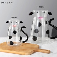 Devoko Cute Kettle ,Coffee Pot ,Transparent Jug ,Portable Cow Type Glass Jug ,Teapot ,for office Bir