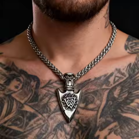 HNSP Viking Style Nordic Odin's Knot Rune 316L Stainless Steel Pendant Necklace For Men Jewelry Acce
